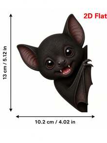2D Flat, A Fun And Creative Bat Window Sticker, Suitable For Bedroom, Living Room, Study And Kitchen Decoration, Electrostatic Adhesion On Glass, 2D Flat Design - B - View 6