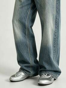Men's Fashion Versatile Retro American Straight Leg Jeans - Dark Wash - View 3