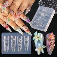 2Pcs 3D Flower Silicone Nail Mold With Dual‑Ended Wax Pen Embossed Floral Nail Art Mould Carving Tool Set For DIY Nail Decoration - Multicolor - View 8