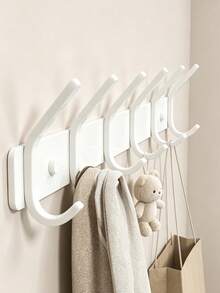 6 Hooks Wall Mounted Storage Rack, Nursery Room Organizer, Baby Room Clothes Hanger, Coat Hat Towel Holder, Space Saving Home Storage - Hook Up - View 3