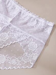 3PCS Plus Size Women's Sexy Lace Panties French Romantic Burgundy & Black Lingerie Gift For Girls - Multicolor - View 7
