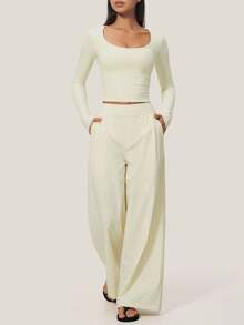 New Autumn Women's 2 Pieces Yoga Set, Butt-Lifting Pilates Running Fitness Shorts And Casual Sports Jacket, White Top, Autumn Women's Clothing - Apricot - View 4