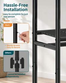 Clothes Rack, Heavy-Duty Garment Rack With Shelves & Wheels, Freestanding Wardrobe Organizer With Hooks, Ideal For Bedroom, Laundry, Or Balcony, 32.5" X 11.9" X 78.9" - Black - View 3