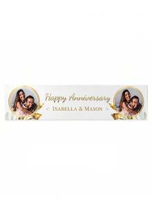 Personalized Photo And Name Anniversary Banner, Custom Couple Portrait Party Sign, Custom Text And Date, Wedding Celebration Decor, Bride And Groom Welcome Banner, Engagement Backdrop, Wedding Reception Decoration, Gift For Couples And Newlyweds - Multicolor - View 10