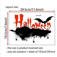 12pcs Halloween Wall Decals, Pumpkin And Bat Shaped Stickers, Funny Design Wall Stickers, Party Decoration Wall Stickers - A - View 5