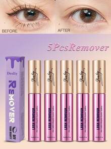 Desliy Eyelash Glue Remover 5/4/3/2/1pcs, Cairan Penghapus Lem Bulu Mata Berbasis Minyak yang Lembut dan Cepat Larut, Cocok untuk Pemula Ekstensi Bulu Mata DIY, Cocok untuk Semua Jenis Kulit, Kemasan Kotak Kertas Hadiah, Cocok untuk Diberikan kepada Teman - Lilac Purple - View 7