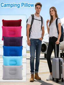 2/1pc Inflatable Travel Pillow, Portable Outdoor Cushion, Ultra-Lightweight Camping Pillow With Neck And Waist Support, Machine Washable, Suitable For Airplane, Car, Work Breaks And Travel - A - View 4