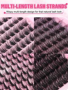 320/384pcs Of D-Type Curly Eyelash Clusters,With Simulated Mink Fur Texture And Natural Eyelash Clusters Available In Manga Style,With Elongated Eye Tails And Enlarged Eyes In Various Styles. Soft Eyelash Self-Adhesive Set,Eyelashes Can Be Reused. - Pink - View 9