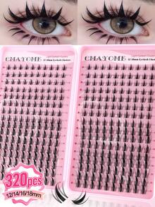 320/384pcs Of D-Type Curly Eyelash Clusters,With Simulated Mink Fur Texture And Natural Eyelash Clusters Available In Manga Style,With Elongated Eye Tails And Enlarged Eyes In Various Styles. Soft Eyelash Self-Adhesive Set,Eyelashes Can Be Reused. - Pink - View 18