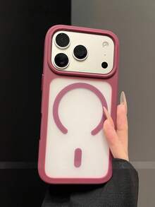 1件裝頂級親膚磨砂半透明磁吸手機殼，相容 iPhone 18 17 Pro Max 16 15 14 13 12 11 Pro，支援無線充電透明防震保護殼 - 酒紅色 - 查看 5