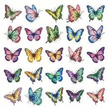 Cute Rainbow Watercolor Butterfly Sticker Pack 50Pcs, Waterproof Pastel Bug Vinyl Stickers For Back To School Journal, Notebook & DIY Craft Projects, PET Transparent Stickers - Multicolor - View 10