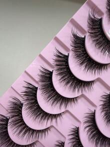 10 Pairs European & American Demon Cartoon Style False Eyelashes, Natural Soft Mixed Dense Multi-Layer Long Cross-Over 3D Voluminous Fluffy Eyelashes - Black - View 5