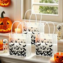 Halloween Black Bat Pattern Reusable Gift Bag With Handle, Includes Raffia, Suitable For Trick Or Treat, Birthday Party Gift Bag, Halloween Party Decoration - Multicolor - View 2