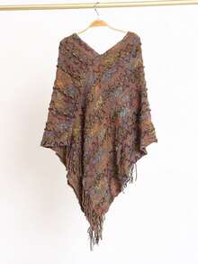 1pc Rainbow Travel Tassel Poncho - Multicolor - View 4