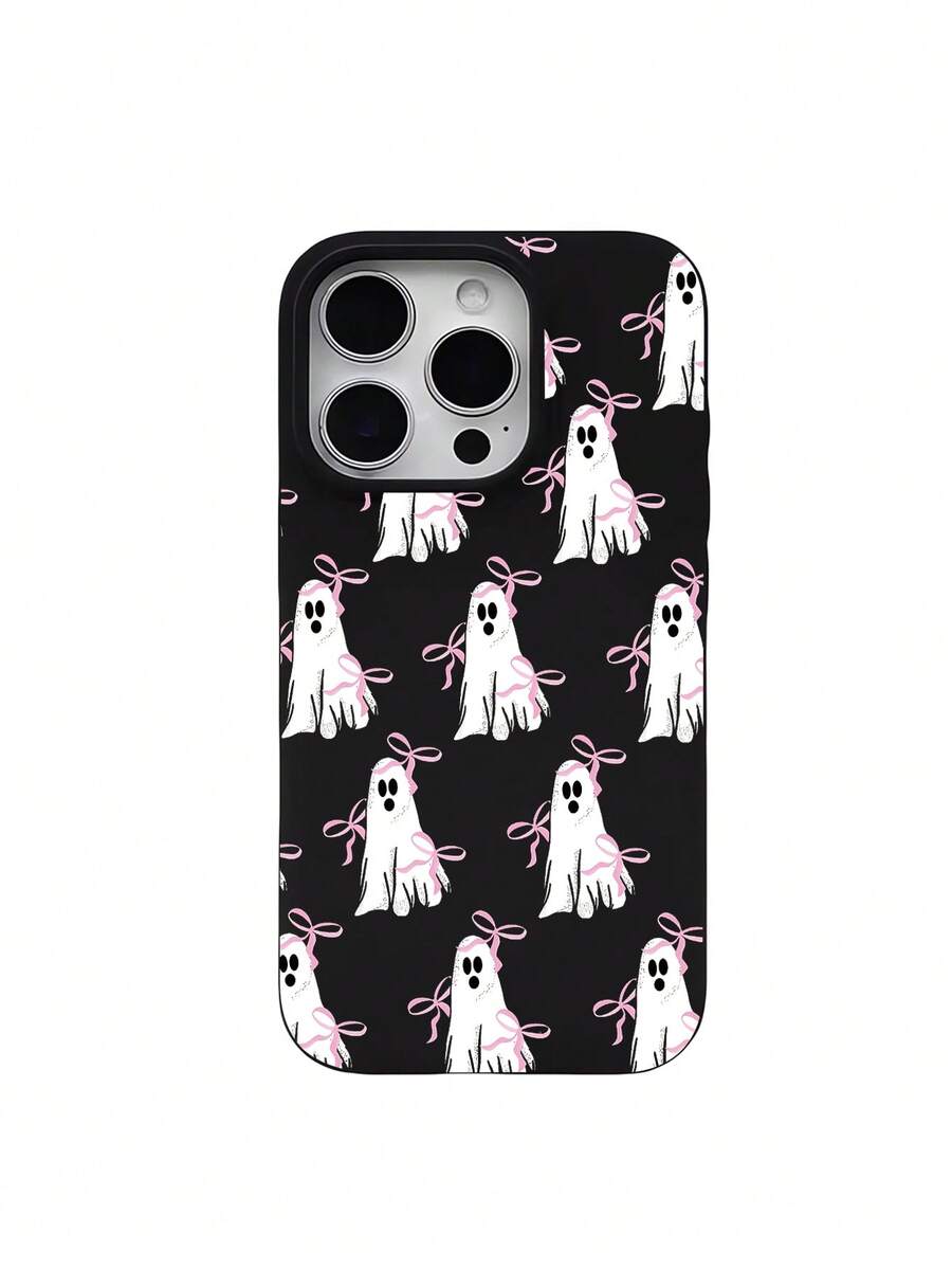 1pc Personalized Halloween Cute Ghost Bow Pattern Anti-Drop Black Liquid Straight Edge TPU Phone Case Suitable For IPhone 16 Pro Max/16/16 Pro/16 Plus/15/15 Pro Max/15 Pro/11/12/13/14 Pro Max/11 Pro/11 Pro Max/12 Pro/12 Pro Max/13 Pro/13 Pro Max/14 Pro/14 Pro Max Soft Shell Premium Feel - Multicolor - View 1