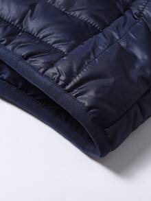 Men's Winter Daily Commute Solid Color Minimalist Versatile Casual Hooded Padded Coat - Blue - View 8