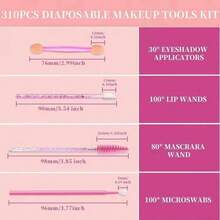 310pcs Disposable Makeup Tool Set, Eyelash Brush, Eyeshadow Applicator, Lip Brush, Mini Cotton Swabs, Makeup Artist Essential Tool Set With Box - Multicolor - View 8