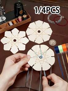 1/4pcs Flower-Shaped Braided Disc Bracelet Making Tool, Suitable For Friendship Bracelet Making, Braided Rope Weaving, DIY Jewelry Making, Handmade Crafts, Lightweight Braiding Assistant Tool, Jewelry Making Tool - Multicolor - View 3