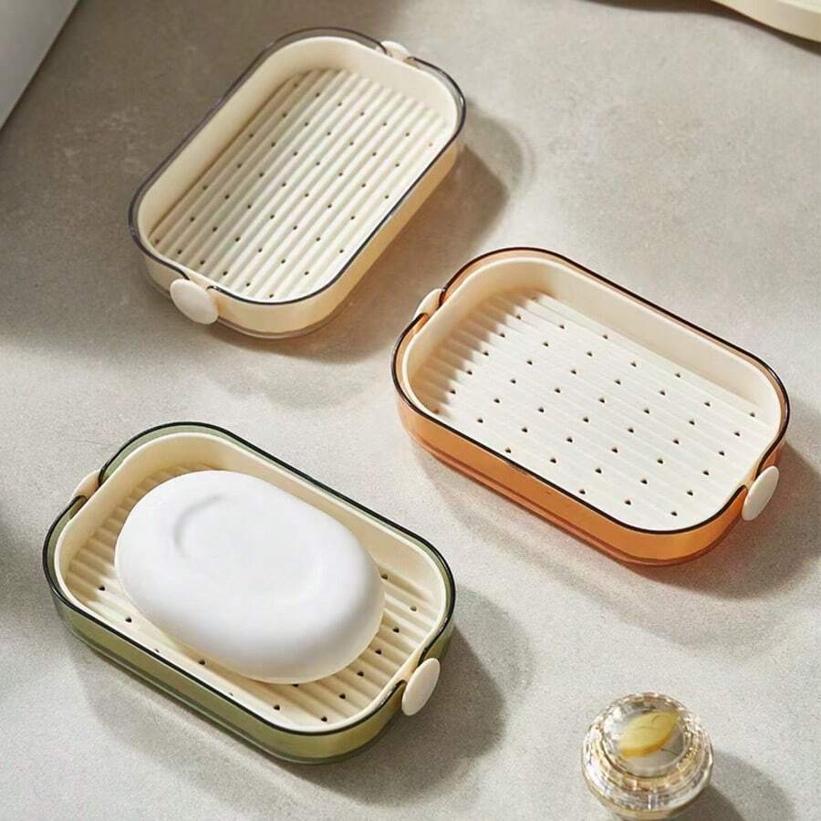 1PC Household Double Layer Draining Soap Dish, Bathroom No-Drill Soap Holder, Draining Storage Rack, Soap Tray - A - View 1