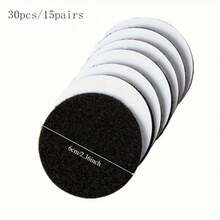 30pcs(15pairs) Black/White Round Hook And Loop Fasteners Double-Sided Adhesive Self-Adhesive Reusable Diameter 6cm/2.36inch - Perfect For Sofas, Bed Sheets, Floor Mats, Carpets And Tablecloths - Durable Self-Adhesive Fasteners, Easy To Use - 30pcs(15pairs) - View 9