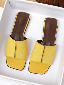 Sandal Datar Wanita, Sandal Pantai Sol Lembut Serbaguna Baru Musim Semi/Panas, Sandal Romawi Modis - Kuning - View 1