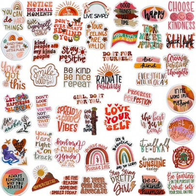 50 Bohemian Positive Inspirational Ironing Patches, Inspirational Decals, Vintage Hippie Sewing/Ironing For Clothes, Hats, Backpacks, Jackets, Bags