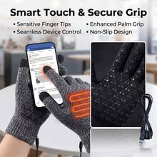 AOYI Unisex Heated Gloves, Suitable For Autumn/Winter, Windproof, Suitable For Sports And Skiing, Non-Slip And Touchscreen Compatible, Warm Gloves; Perfect For Autumn/Winter Cycling, Driving And Motorcycle Riding - View 2