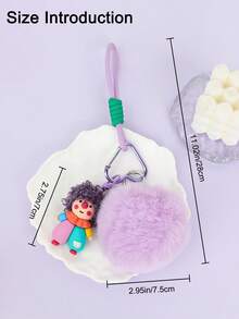 1pc Cute Keychain, Cartoon Fluffy Bag Charm, Adorable Women's Bag Pendant, Car Key Ring Charm, Suitable For Backpack, Handbag, Tote Bag, Key Decoration, Birthday Gift, Friend Small Gift And Daily Accessory - Multicolor - View 9