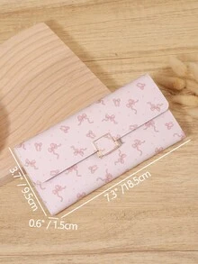 New Women's Long Button Wallet, Three Fold Multi Slot Simple Multi Slot Multi-Functional Wallet, Suitable For Outdoor Travel And Returning To School - Pink - View 8