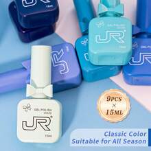 JR 126色凝膠指甲油 15ml 9件組 蝴蝶結與緞帶填充瓶套組 浸泡式脫色 UV LED 女孩禮物 - 彩色 - 查看 6