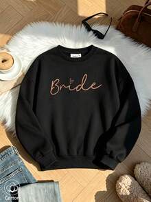 Women's Crew Neck Sweatshirt, Travel Pullover, Cotton Top, Women's Autumn/Winter Basic Sweatshirt - Black - View 11