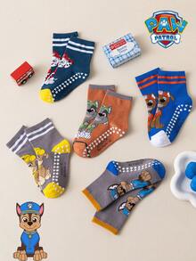 1/5/10 Pairs Paw Patrol Kids Socks, Colorful Fun Striped Puppy Pattern, Silicone Non-Slip Mid-Calf Floor Socks - Multicolor - View 7