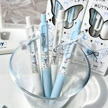 4pcs Blue Flowing Butterfly Pattern Ribbon Pens, 0.5mm Black Replacement Refills, DIY Fashion Smooth Writing Pens, Suitable For Students And Exams, Student Stationery, Holiday Gift - Blue Butterfly Shadow - View 7