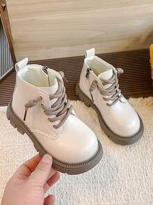 Minimalist Versatile Children's Ankle Boots, New Fashion Girls' Ankle Boots, Side Zipper Design For Easy On And Off, Stylish And Versatile - Beige - View 4