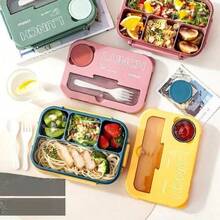 Korean Student Divided Portable Lunch Box, Outdoor Picnic Plastic Lunch Box, Microwave - Multicolor - View 5