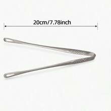 1pc Stainless Steel Food Tongs, Steak BBQ Food Gripper, Cake Dessert Tongs, Suitable For Cooking, Serving, Grilling, Salad, Essential Kitchen Tool For Home - Silver - View 11