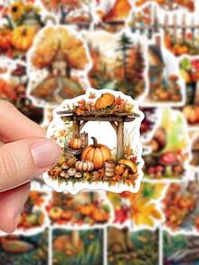 50pcs Autumn Squirrel Forest Stickers For Journal, Planner, Scrapbook, Luggage, Envelope, Greeting Card, Notebook, Tablet, Water Bottle - Autumn - View 2