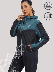 1pc Women's Waterproof Lightweight Packable Hooded Raincoat, Windproof Jacket For Golf, Hiking, Travel Sports - Dark Green - View 1