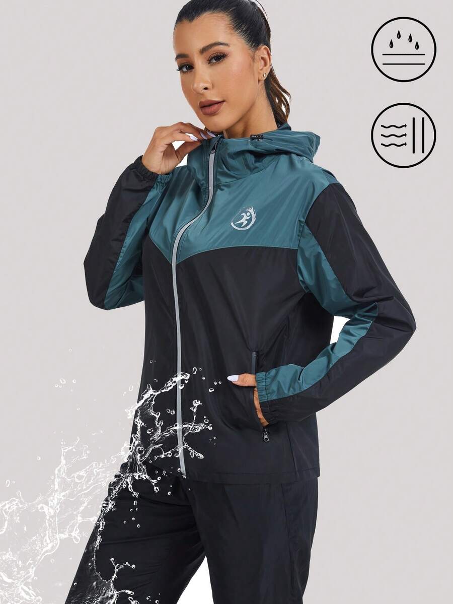 1pc Women's Waterproof Lightweight Packable Hooded Raincoat, Windproof Jacket For Golf, Hiking, Travel Sports - Dark Green - View 1