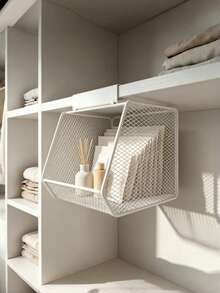 Mirror Cabinet Hanging Iron Storage Rack Makeup Organizer Bathroom Vanity Organizer Mesh Basket Storage Solution Wall Mounted Cabinet Kitchen Organizer Home Organization Storage Shelves - View 4
