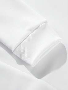 Men's Regular Fit Spring/Autumn Thin Solid Color Sports Sweatshirt & Sweatpants 2 Pieces Set - White - View 6