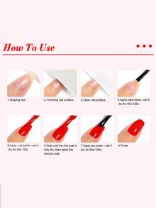 LILY'CUTE Set 6 Pcs 7ml Kutek Berbasis Air, Kutek Kuku Seri Merah Multi Warna, Kering Udara, Perlengkapan Manikur untuk Penggunaan DIY di Rumah & Salon Sepanjang Musim - MultiWarna - View 7