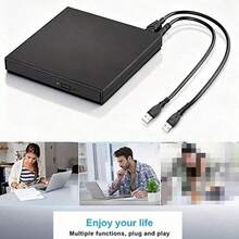 外置 CD/DVD 光驱，USB 2.0 超薄便携式 CD-/R/带 DVD-R/W 刻录机，适用于笔记本电脑和台式机（请按照说明书使用） - 黑色 - 查看 5