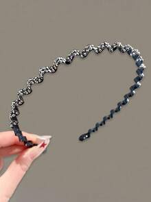 1/2PCS Vintage Metal Rhinestone Wavy Headband, Elegant Luxury High Crown Thin Hair Hoop, Fashionable Versatile Hair Accessory For Women - Multicolor - View 9