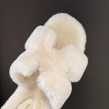 Women's Autumn/Winter Home Slippers, Fluffy Plush Open-Toe Solid Color Indoor Slippers, Comfortable Quiet Bedroom Floor Slippers, Soft Sole Lightweight Fuzzy Slippers - Plush - View 3