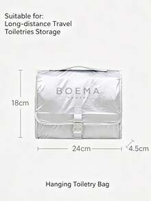 1PC Modern Minimalist Ins‑Style Nylon Rectangular Hanging Cosmetic Bag, Letter Print Buckle Closure, Hand‑Carry Hanging Multi‑Compartment Large‑Capacity Makeup Toiletry Organizer For Daily Home Use, Holidays, All‑Season Outings Perfect Gift Choice - Multicolor - View 13