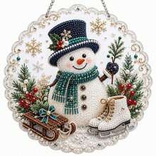 Christmas Pearl And Diamond Sunlight Capture Set, Thickened 3d Design, Diy Craft | Pre-Installed Metal Chain, Lace-Trimmed Acrylic Round Plate, 3d Mixed-Size Pearl Bead Crafts, Festive Window And Wall Decorations. - A - View 32