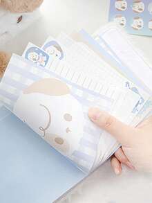 1pc Cute Fluffy Plush Binder Journal Notebook Set With Stickers, Kawaii Cartoon Cat Dog Loose-Leaf Planner Diary Book Gift For Girls - Multicolor - View 11