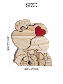 Personalized Laser Engraved Wooden Interlocking Puzzle Ornament With 8 Optional Shapes, Custom Engraved Name Keepsake Tabletop Decor For Living Room, Entryway & Study, Thoughtful Holiday Gift For Parents, Spouses And Whole Family Members On Christmas - Elephant - View 5