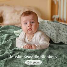 3 Packs Muslin Swaddle Blankets, Cotton Receiving Baby Blanket Large 40 X 38 Inches, Soft Breathable Swaddling Wrap For Unisex Newborn - Multicolor - View 4